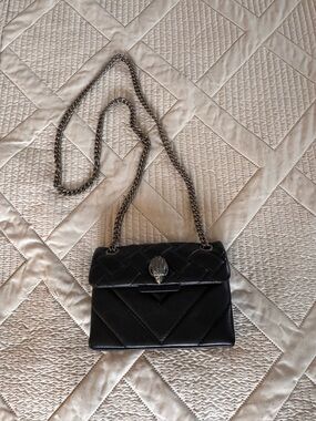 Kurt Geiger London Mini Kensington Black Quilted Leather Chain Crossbody